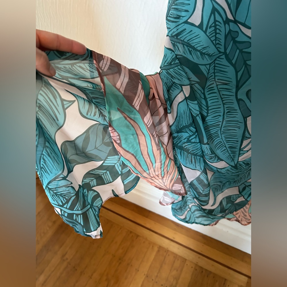 Farm Rio Anthropologie Ruffled Botanical Maxi Dress Size M - Picture 3 of 6